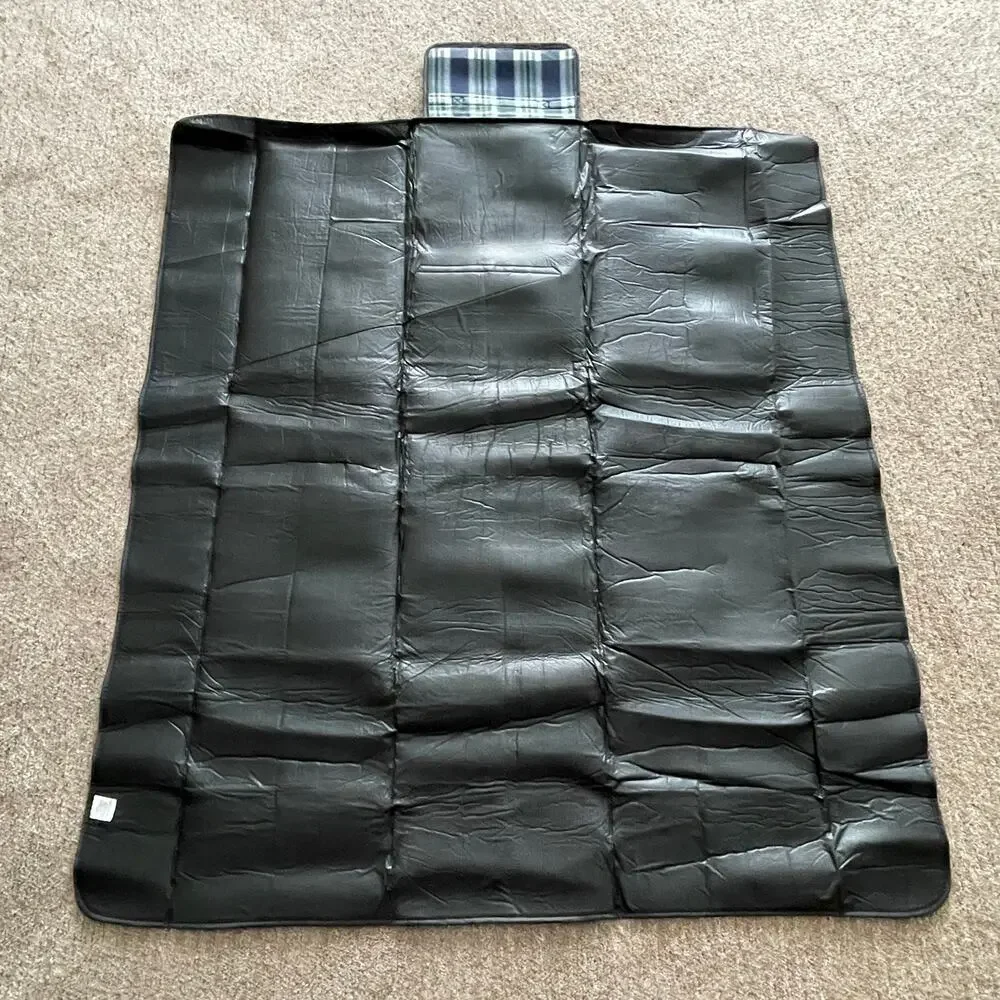 Blanket Throw With Carry Handle Cozy Warm Blue Green Plaid‎ 46 x 52